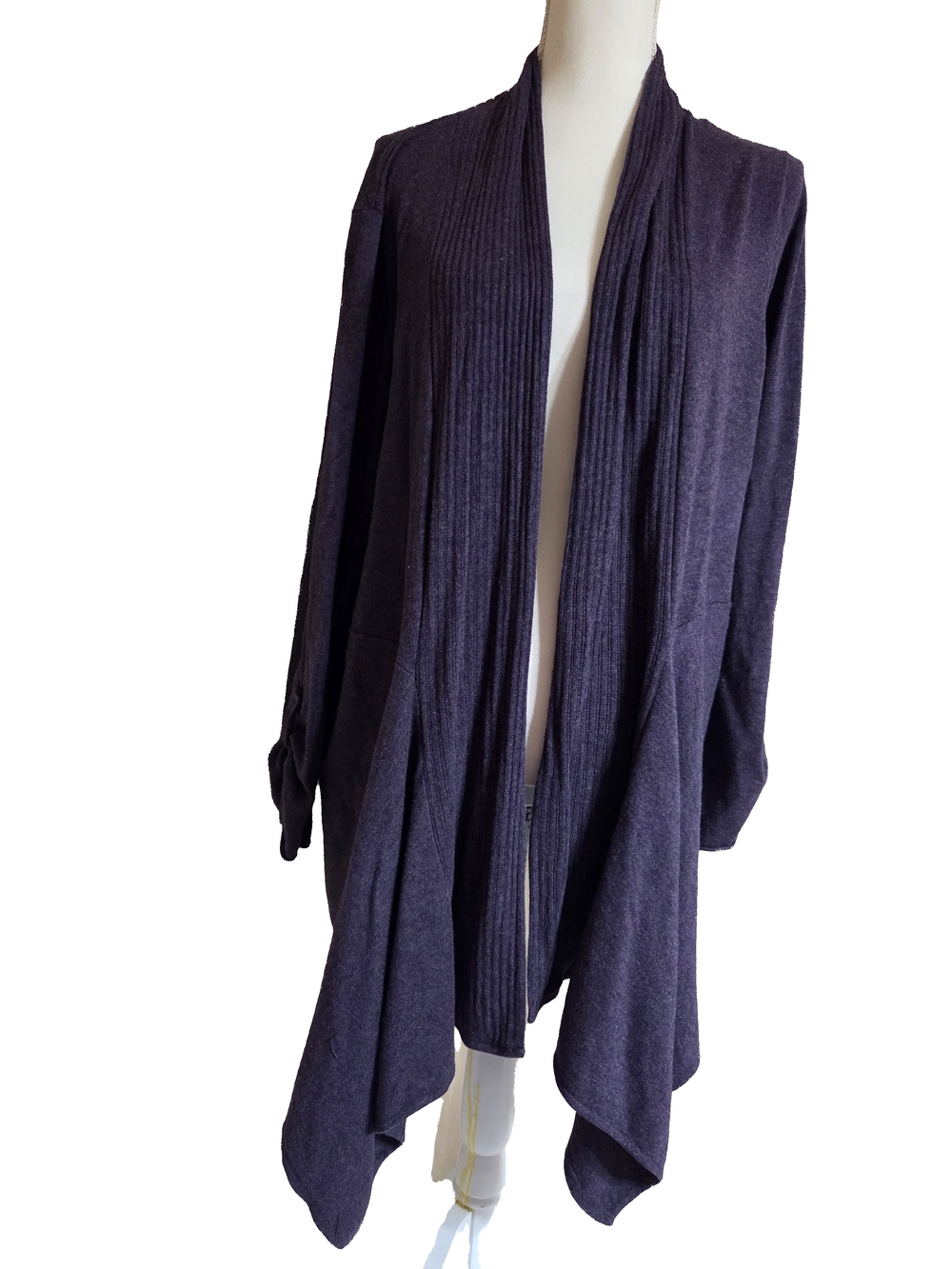 Coldwater Creek Plum Draped Open-Front Cardigan